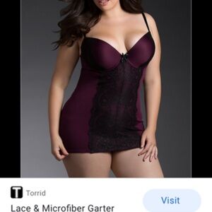 Torrid Women's Black and Purple Lace Chemise